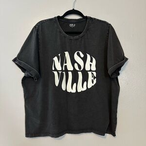Able Charcoal Nashville Folded sleeve Tee